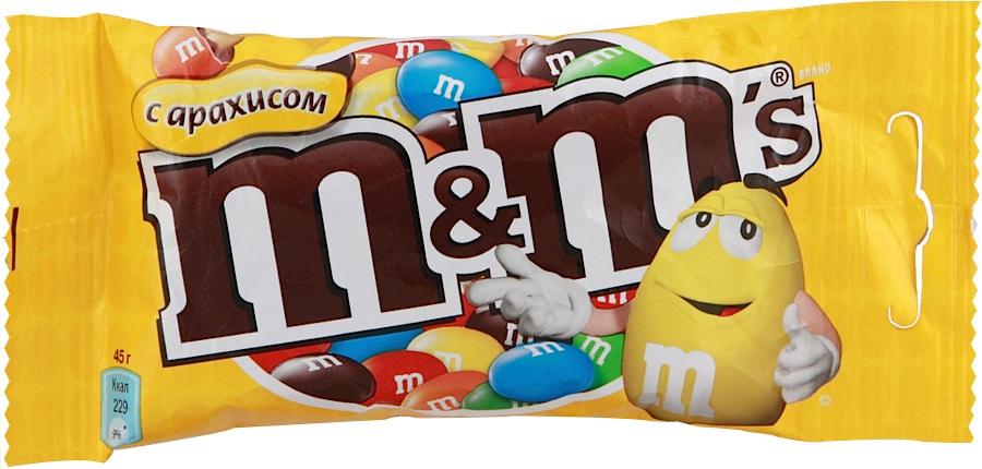 Драже M&M's Maxi с арахисом и молочным шоколадом в упаковке