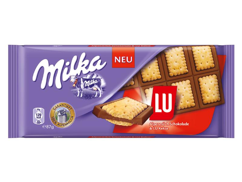 Шоколад Milka LU молочный с печеньем в упаковке