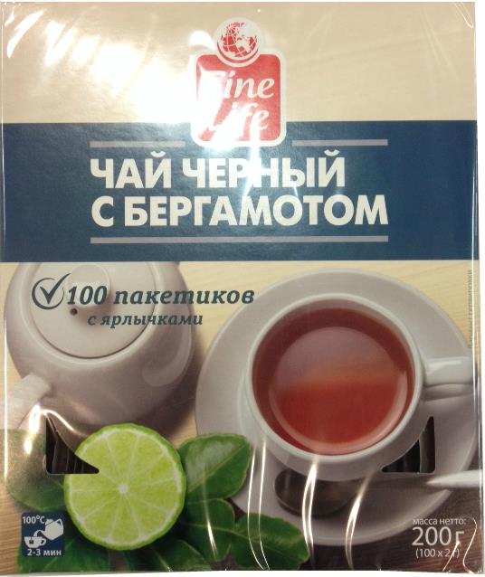 Чай Fine Life черный с бергамотом 100 пакетиков по 0