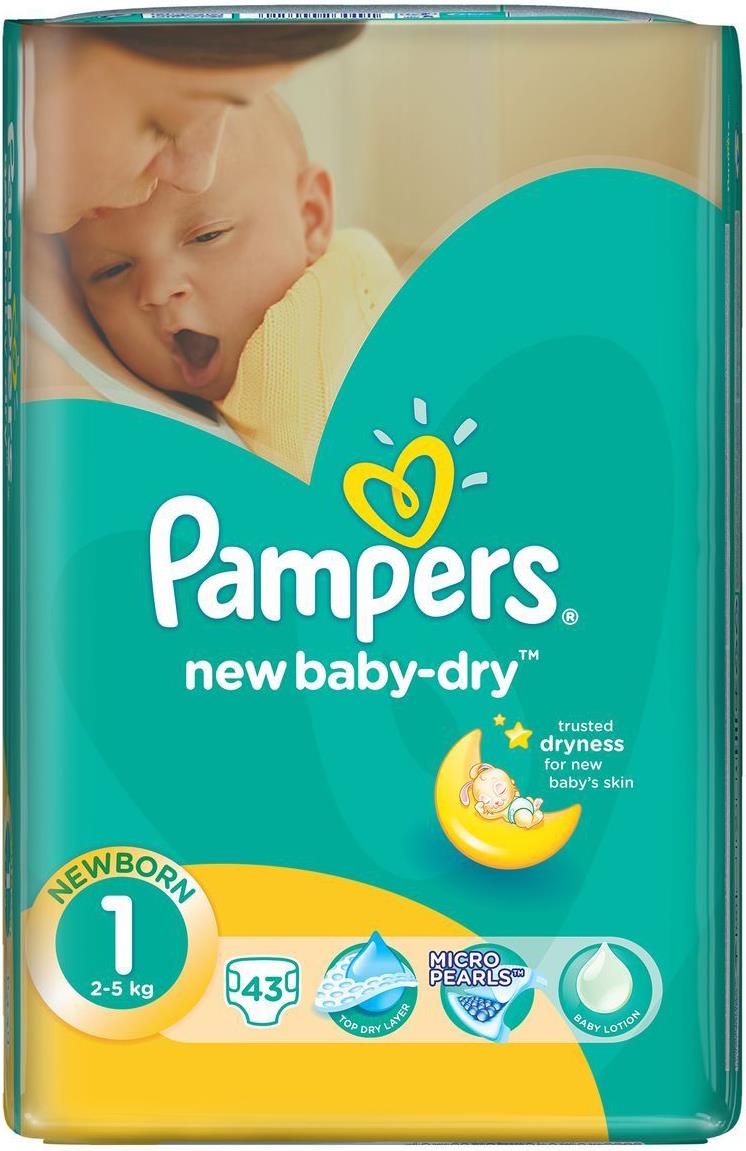 Подгузники Pampers New Baby Dry для новорожденных размер 2-5кг 43шт