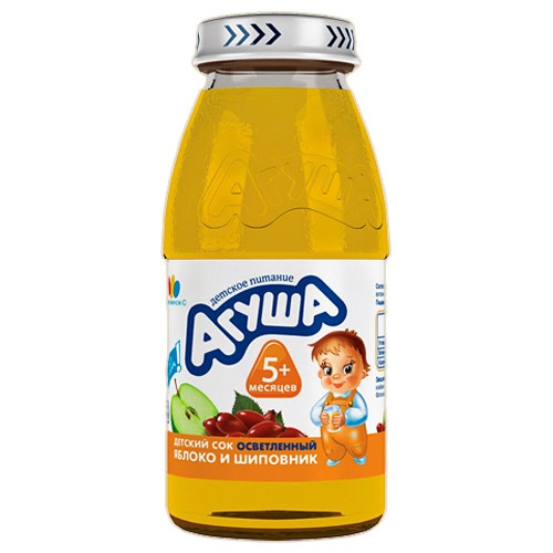 Сок детский "Агуша" яблоко-шиповник осветленный с 5-х месяцев 150мл Россия