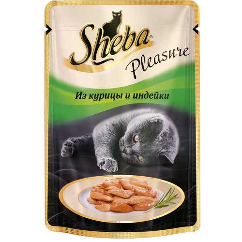 Корм для кошек "Sheba" (Шеба) Pleasure консервы из курицы и индейки 85г пакет