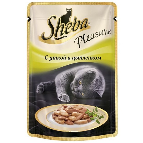 Корм для кошек "Sheba" (Шеба) Pleasure консервы из утки и цыпленка 85г пакет
