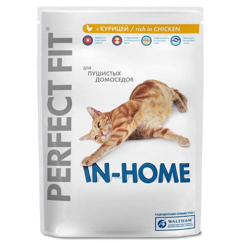 Корм "Perfect Fit" (Перфект Фит) для домашних кошек курица 750г пакет сухой