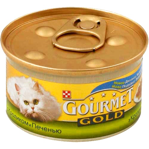 Корм для кошек Гурме Голд с кроликом и печенью 85г ж/б Франция