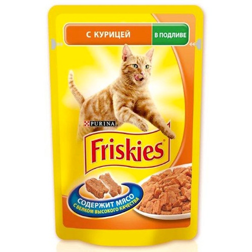 Корм для кошек "Friskies" (Фрискис) консервы с курицей в подливе 100г пакет