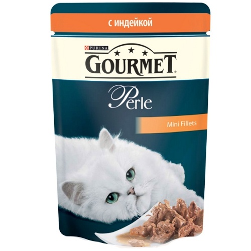 Корм для кошек "Gourmet" (Гурме) Perle консервы индейка 85г пакет Purina