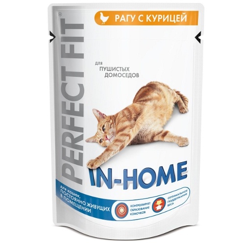 Корм "Perfect Fit" (Перфект Фит) консервы для домашних кошек рагу с курицей 85г пакет