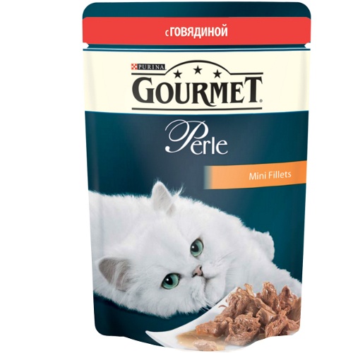 Корм для кошек "Gourmet" (Гурме) Perle консервы говядина 85г пакет Purina