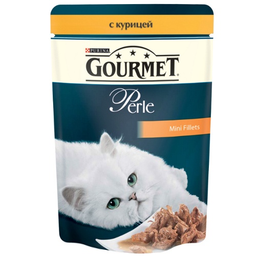 Корм для кошек "Gourmet" (Гурме) Perle консервы курица 85г пакет Purina