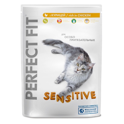 Корм "Perfect Fit" (Перфект Фит) для чувствительных кошек курица 190г пакет сухой