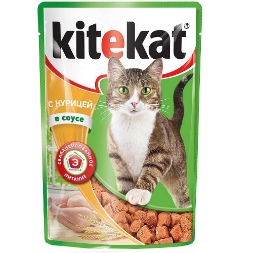 Корм для кошек "Kitekat" (Китекат) Влажный рацион курица в соусе 100г пакет