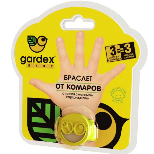 Браслет от комаров "Gardex" (Гардекс) Baby с картриджами для детей от 2-х лет