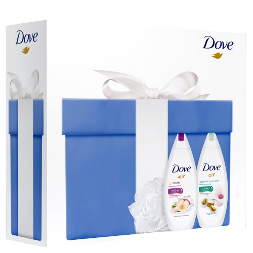 Подарочный набор "Dove" (Дав) Забота в душе (крем-гель для душа 2 шт. + мочалка)