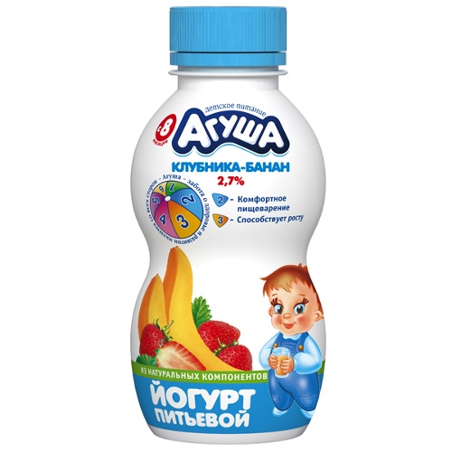 Йогурт детский питьевой "Агуша" клубника-банан 2