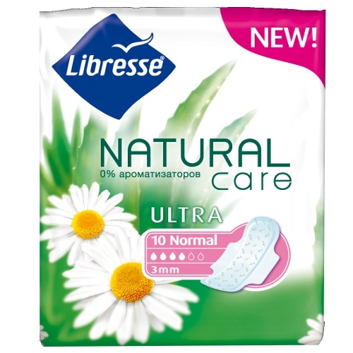 Прокладки "Libresse" (Либресс) Natural Care Ultra Normal 10шт