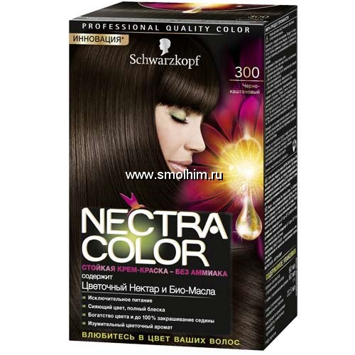 Краска для волос "Schwarzkopf" (Шварцкопф) Nectra Color без аммиака 300 черно-каштановый