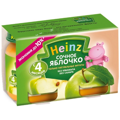 Пюре детское фруктовое "Heinz" (Хайнц) сочное яблочко 2шт по 120г