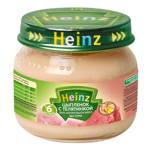 Пюре детское мясное "Heinz" (Хайнц) цыпленок с телятинкой 80г