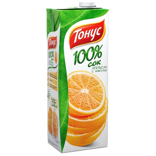 Сок "Тонус" 100% апельсин с мякотью 1