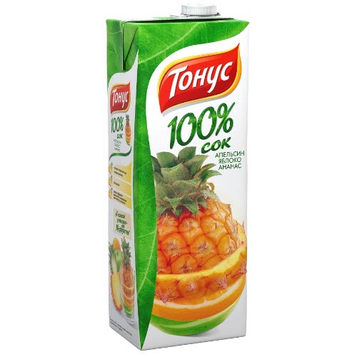Сок "Тонус" 100% апельсин яблоко ананас 1