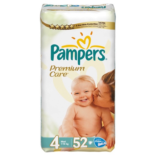 Подгузники "Pampers Premium Care" (Памперс Премиум Кеа) Maxi 7-18кг 52шт эконом.упаковка