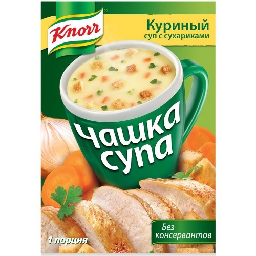 Чашка супа "Knorr" (Кнорр) Куриный с сухариками 16г