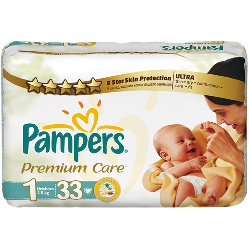 Подгузники "Pampers Premium Care" (Памперс Премиум Кеа) New born 2-5кг 33шт
