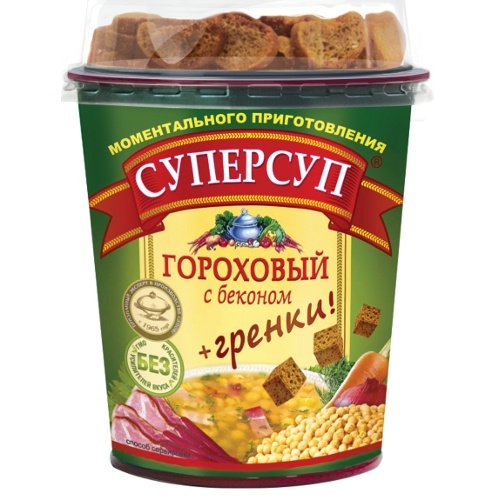 Суп "Русский Продукт" СуперСуп Гороховый с беконом+гренки 40г стакан