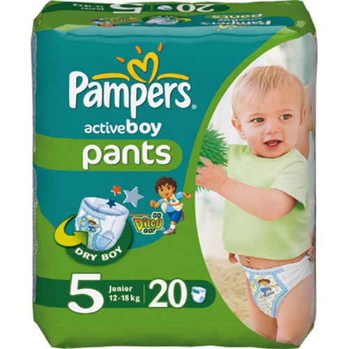 Подгузники-трусики "Pampers Active Boy" (Памперс Актив Бой) Junior 12-18кг 20шт стандарт.упаковка