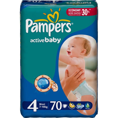 Подгузники "Pampers Active Baby" (Памперс Актив Бэби) Maxi 7-18кг 70шт джамбо упаковка