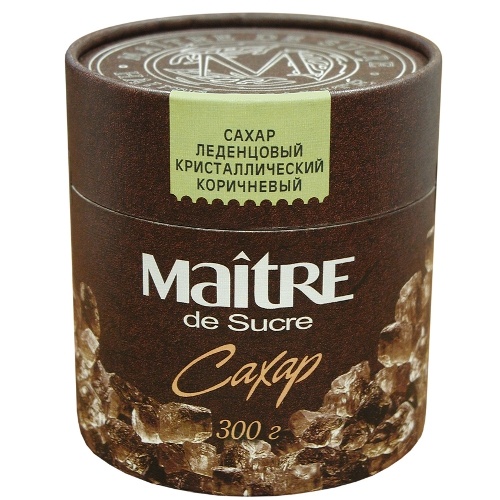 Сахар леденцовый "Maitre" (Мэтр) коричневый кристаллический 300г карт.туба