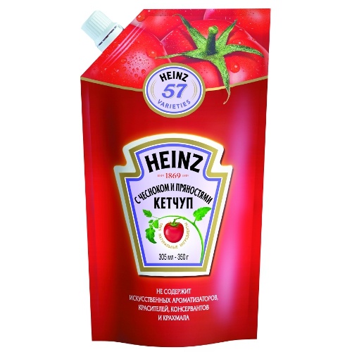 Кетчуп "Heinz" (Хайнц) с чесноком и пряностями 350г дойпак