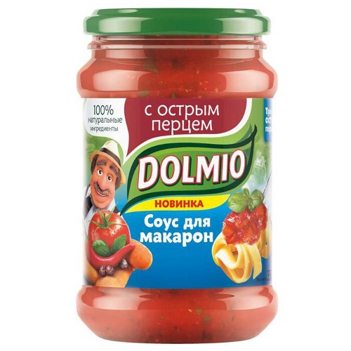 Соус "Dolmio" (Долмио) для макарон томатный с острым перцем 350г ст.банка