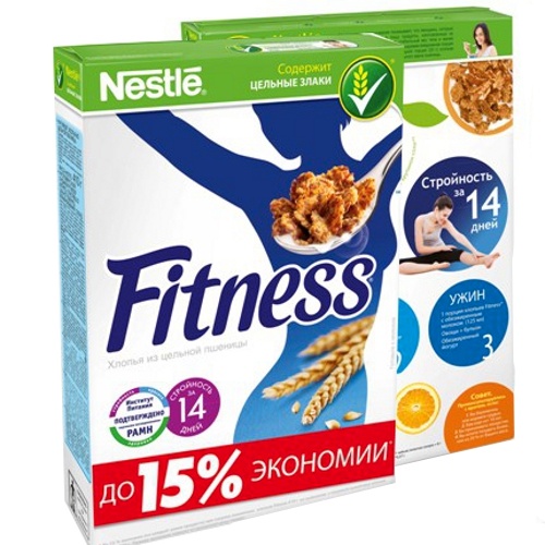 Готовый завтрак "Nestle Fitness" (Нестле Фитнес) пшеничные хлопья 410г карт.кор