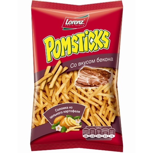 Чипсы "Lorenz" (Лоренц) Pomsticks картофельная соломка со вкусом бекона 100г