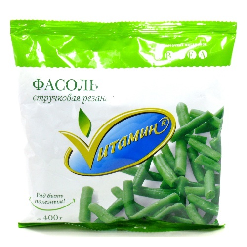 Фасоль стручковая "Vитамин" зеленая резаная 400г замороженная
