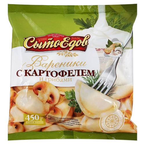Вареники "СытоЕдов" с картофелем и грибами 450г пакет