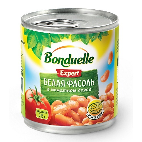 Фасоль "Bonduelle" (Бондюэль) белая в томатном соусе 215г ж/б