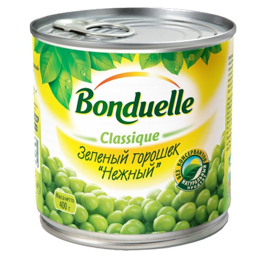 Горошек зеленый "Bonduelle" (Бондюэль) нежный 400г ж/б