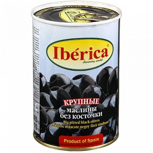 Маслины "Iberica" (Иберика) крупные черные без косточки 420г Испания