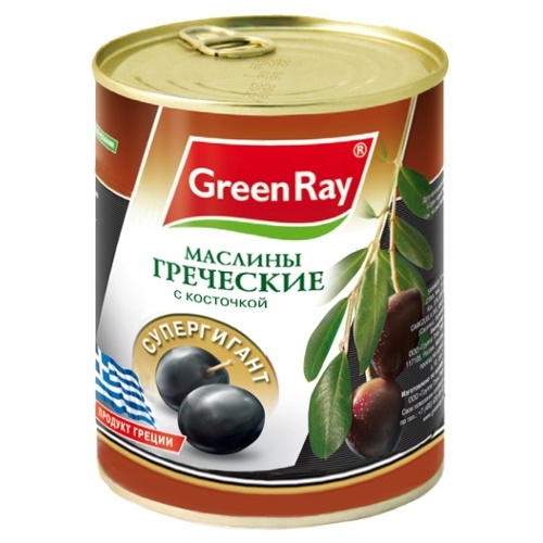 Копченые оливки. Маслины Грин Рей греческие гигант. Green ray маслины гигант с косточкой 425 мл.