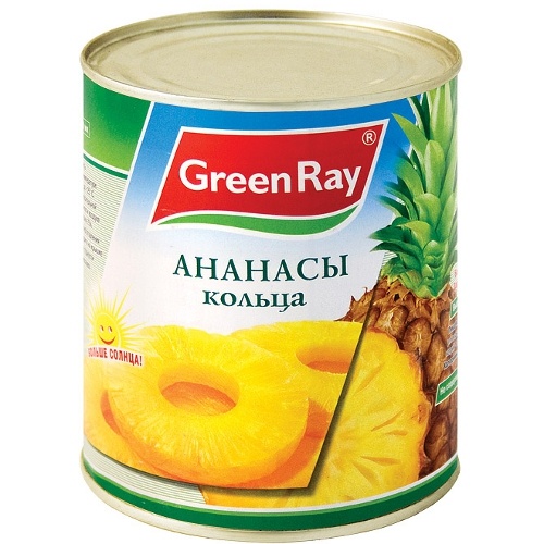 Ананасы "Green Ray" (Грин Рэй) кольца 850мл ж/б