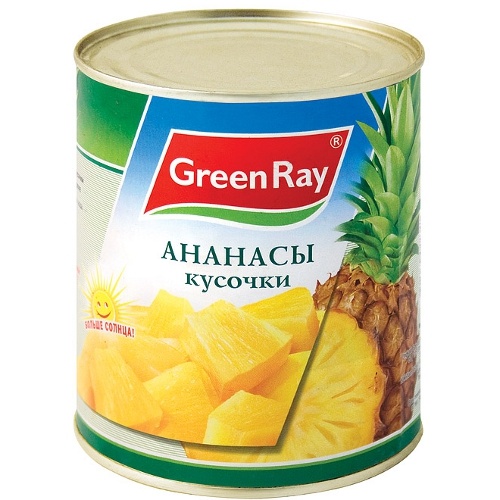 Ананасы "Green Ray" (Грин Рэй) кусочки 850мл