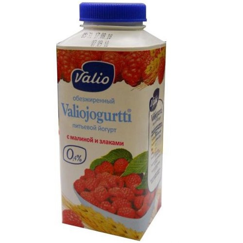 Йогурт питьевой "Valio" (Валио) с малиной и злаками обезжиренный 0