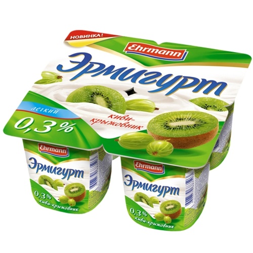 Йогуртный продукт "Ehrmann" (Эрманн) Эрмигурт легкий киви-крыжовник 0
