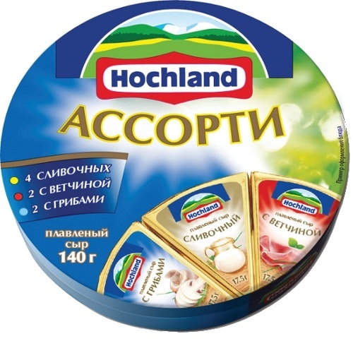 Сыр плавленый "Hochland" (Хохланд) Ассорти (4-сливочных