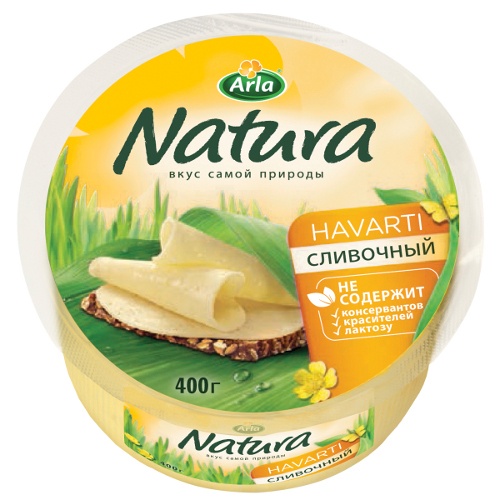 Сыр Сливочный "Natura" (Натура) 38% полутвердый 400г Арла Россия