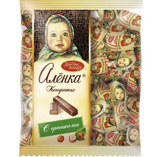 Конфеты шоколадные "Аленка" с орешками 250г пакет Красный Октябрь