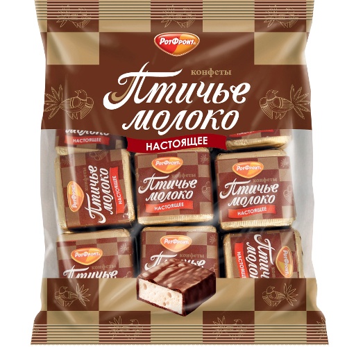 Конфеты шоколадные "Птичье молоко" со сливочно- ванильным вкусом 225г пакет РотФронт